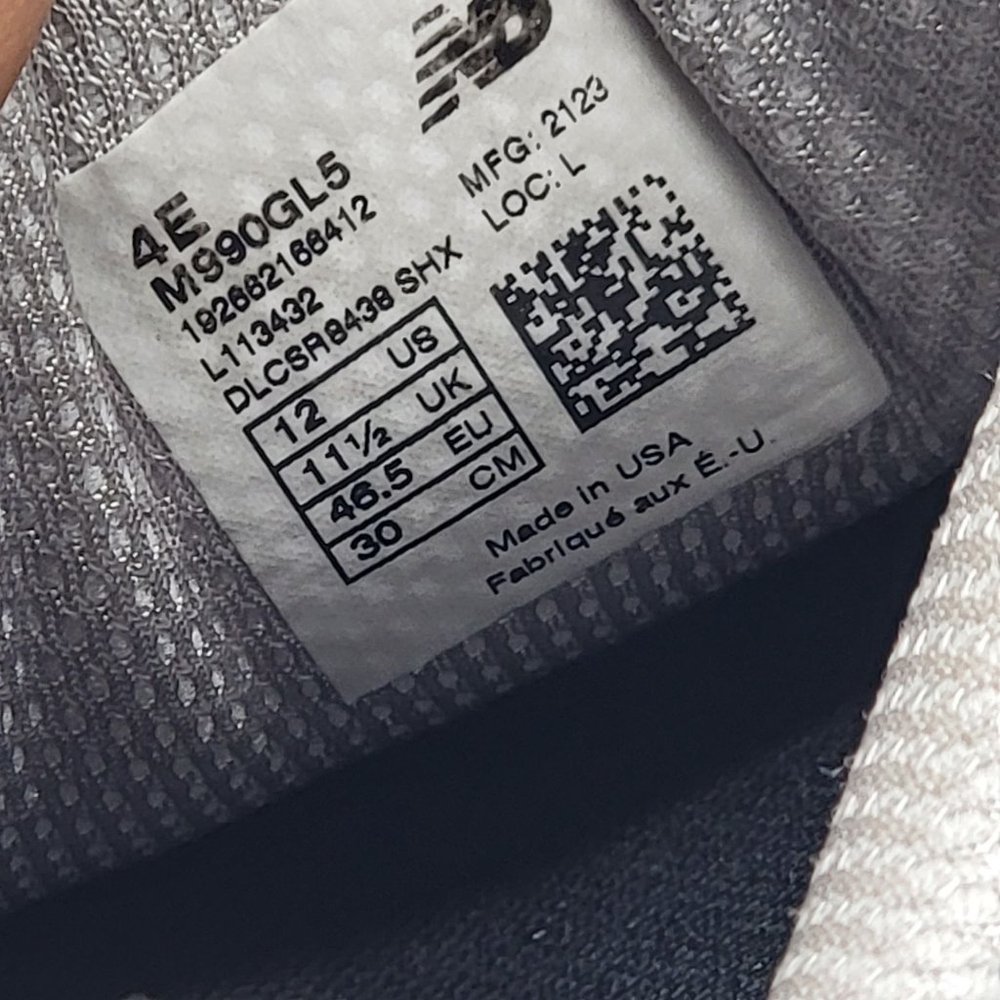 New Balance 990v5 Mens 12(4E) Grey White Athletic Running Shoes Suede M990GL5 - Picture 9 of 15